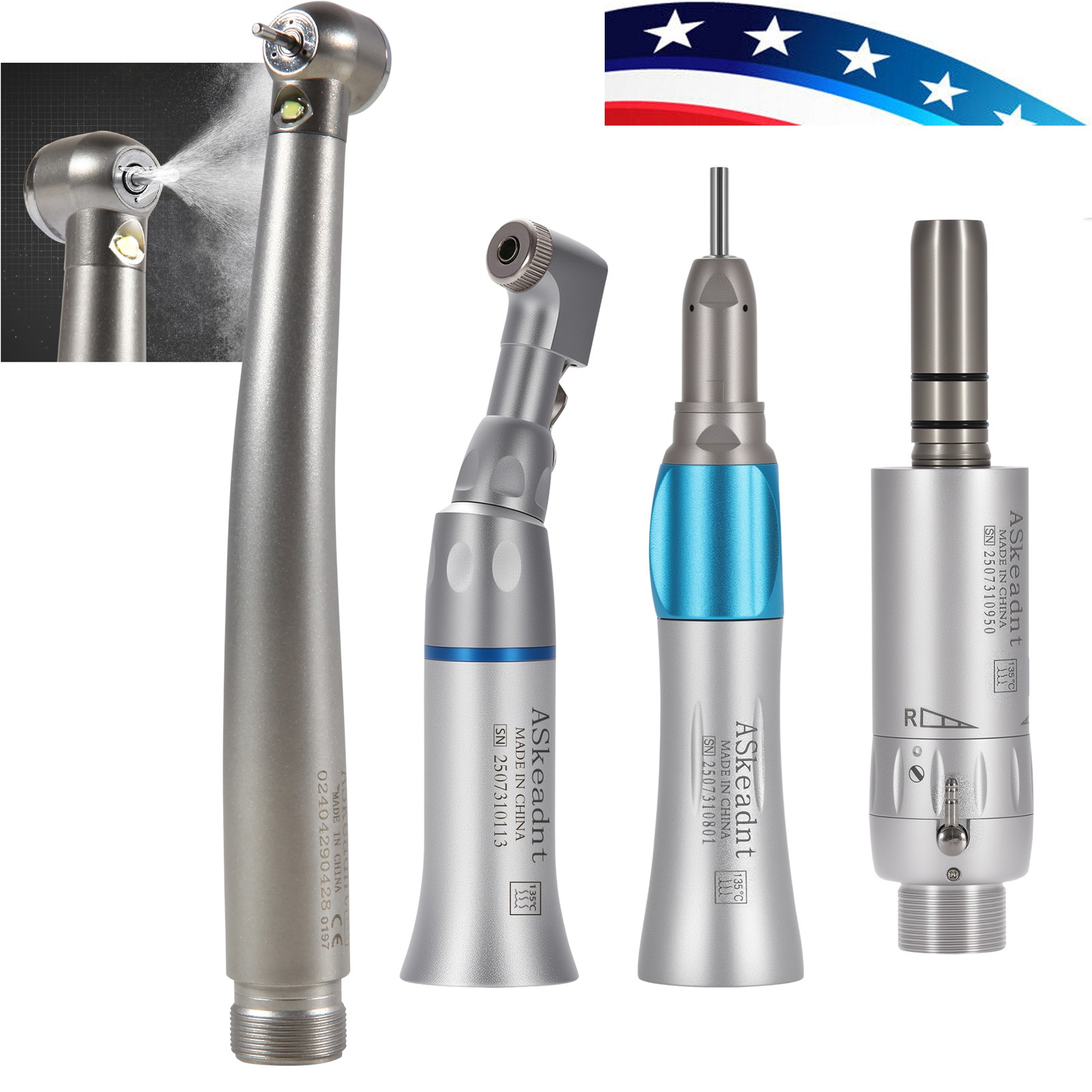 NSK Style Dental Pana Max LED High / low Speed Handpiece 2/4 Hole Turbine Kit
