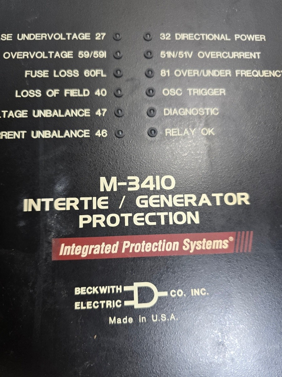 Beckwith Electric M-3410 Intertie Generator Protection Relay Front
