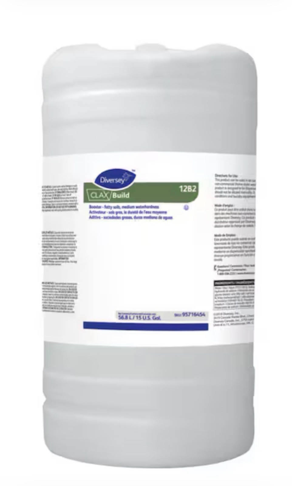 Diversey Clax Build 12B2 Booster Liquid Cleaner 56.8L / 15 Gal MPN 95716454