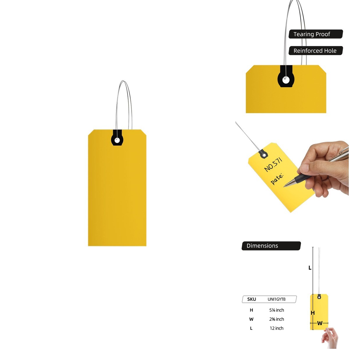 INNOVART Yellow Shipping Tags 5 1/4″ x 2 5/8″ Double Wired Paper Tags 1000 Pack