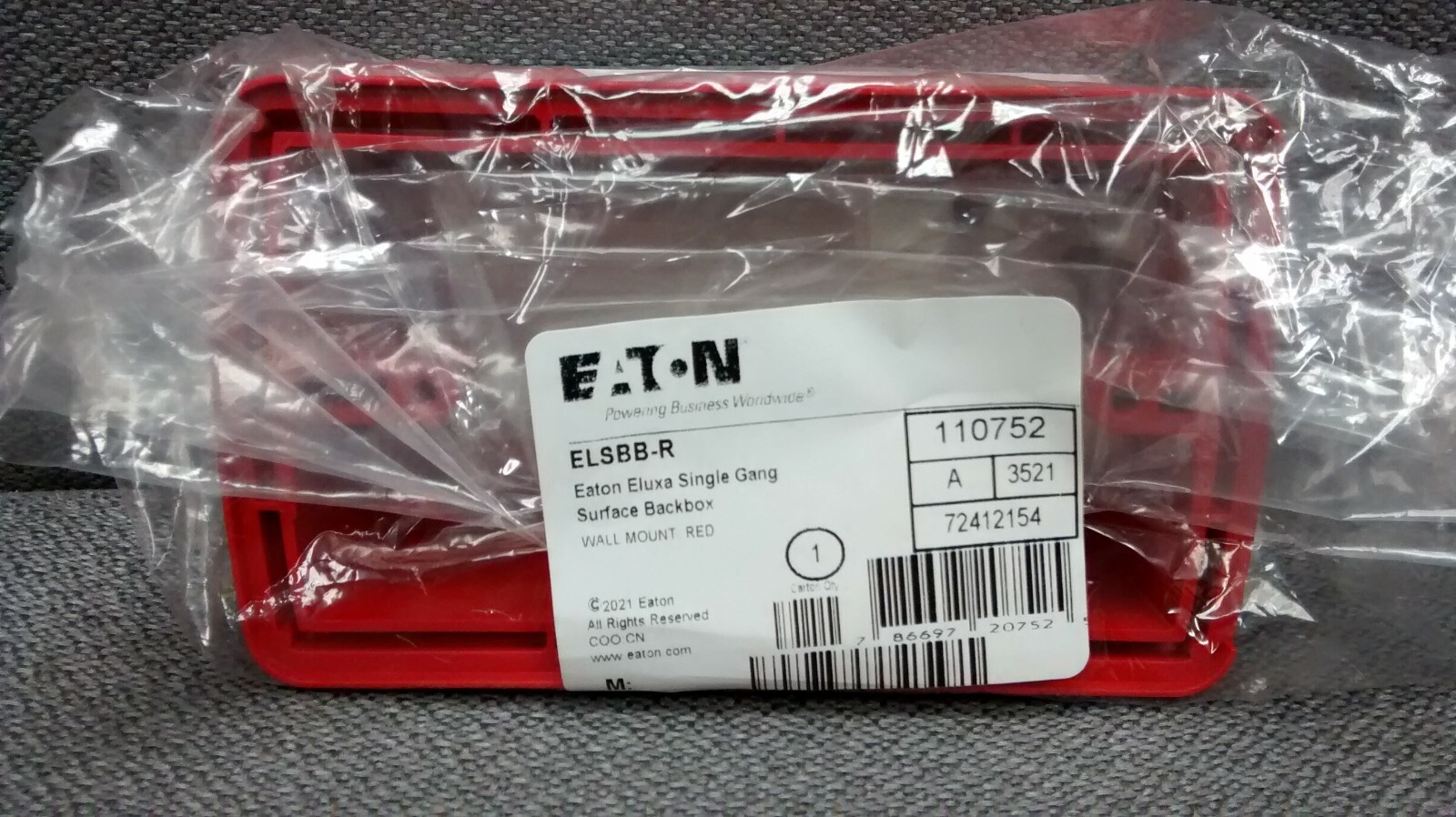 Eaton Eluxa Single Gang Surface Backbox, Wall Mount, Red, Wheelock #ELSBB-R