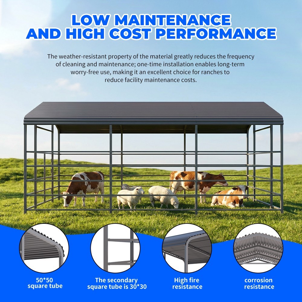 13x20ft Galvanized Metal Livestock Shelter Cattle Shed Steel Barn Horse Goat She