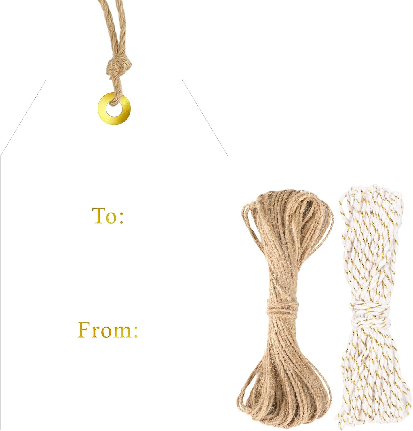 to and from Tags – 100Pcs Gift Tags with String, 3.3X2.2 in White Paper