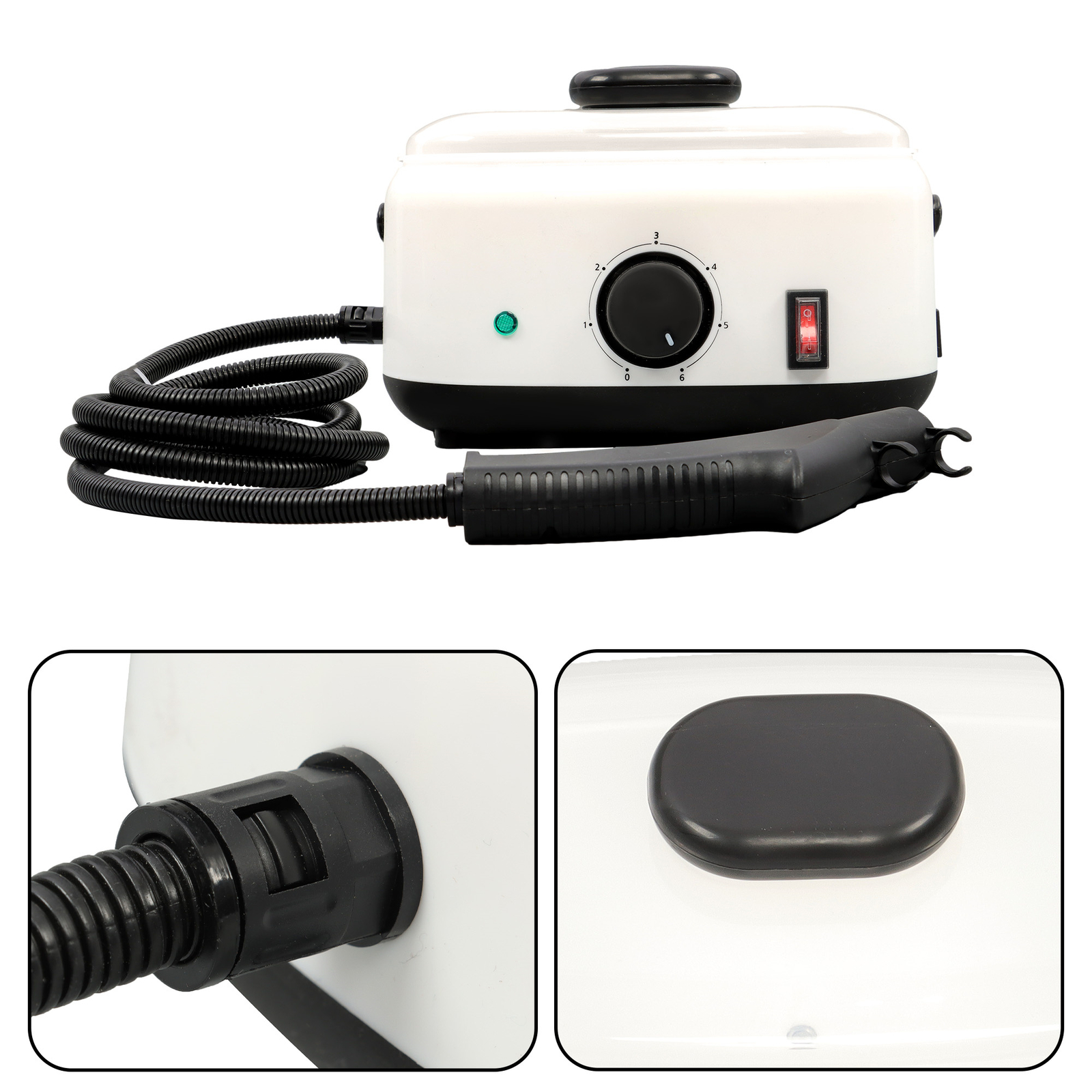 2500W Steam Cleaner 1500ml 110V Portable-Car Engine Degreasing&Tile Grout White