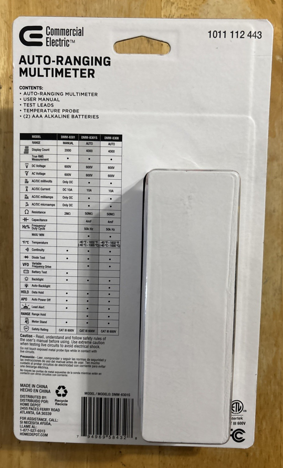 Commercial Electric True RMS Auto Ranging Multimeter (DMM-8301S)… FREE S&H!