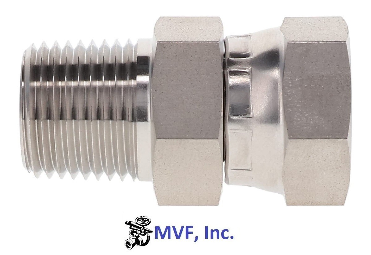 1/4″ Male NPT x 1/4″ Female NPSM Pipe Swivel Straight Adapter 316 1404-04-04-SS