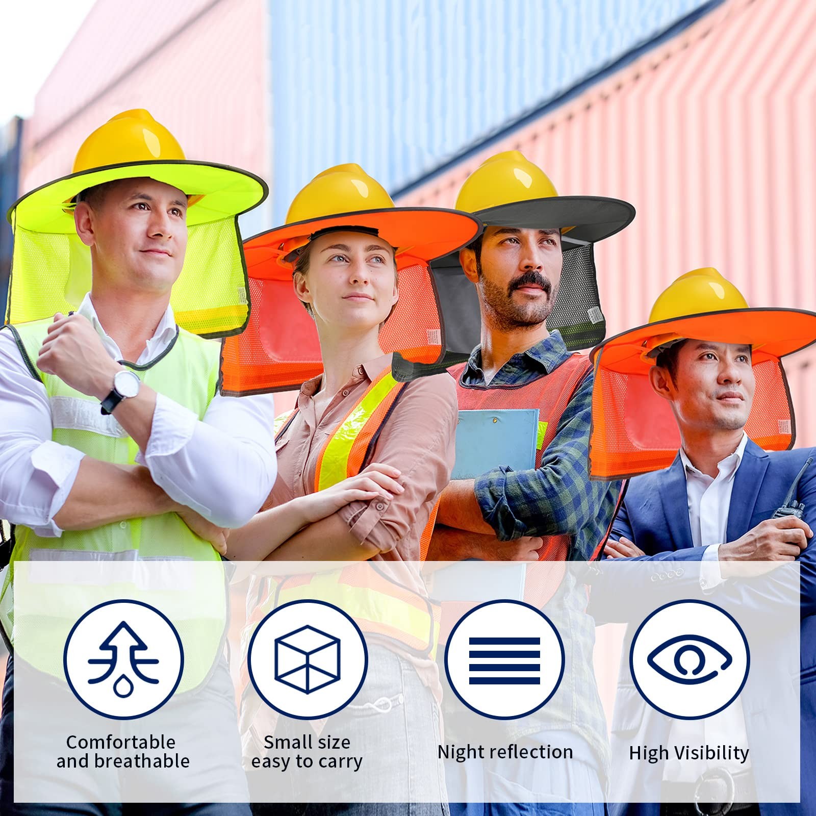 Hard Hat Sun Shade 9 Pieces Full Brim 18.5×16.14×7.87in – High Visibility