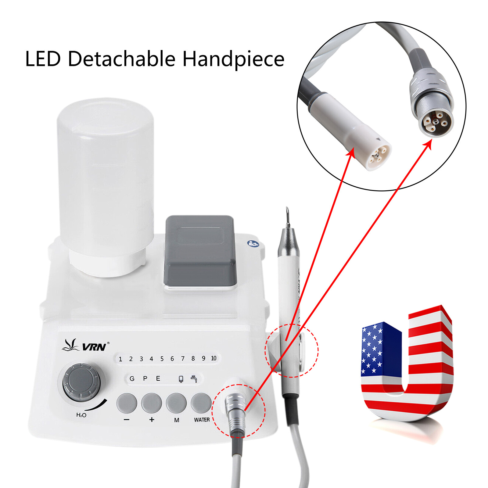 Upgrated Dental Ultrasonic Scaler fit EMS + LED Handpiece+Tips+Bottle VRN-A8