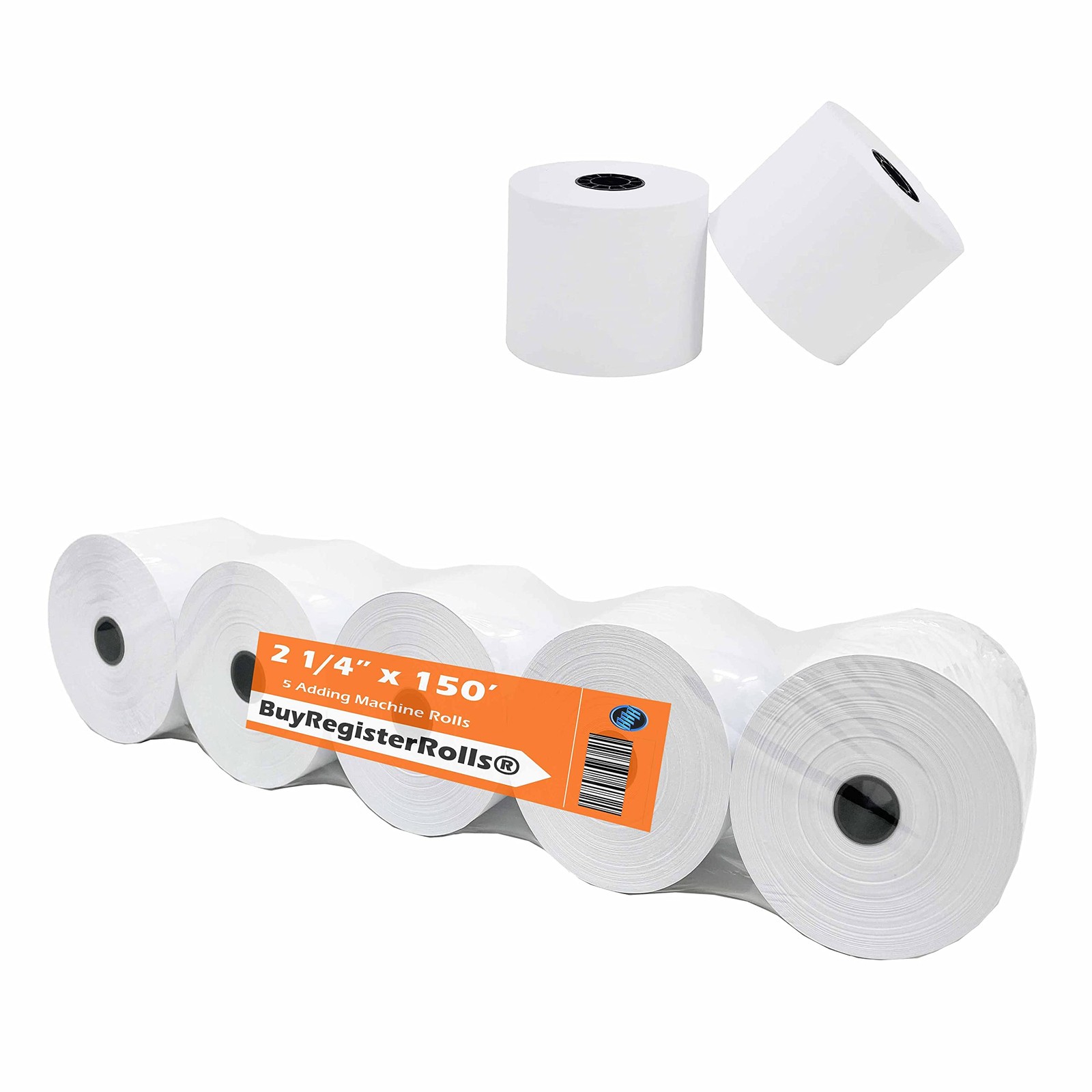 (Pack of 5 Rolls) 2 1/4 x 150 ft, White, adding machine 2 x 150 White