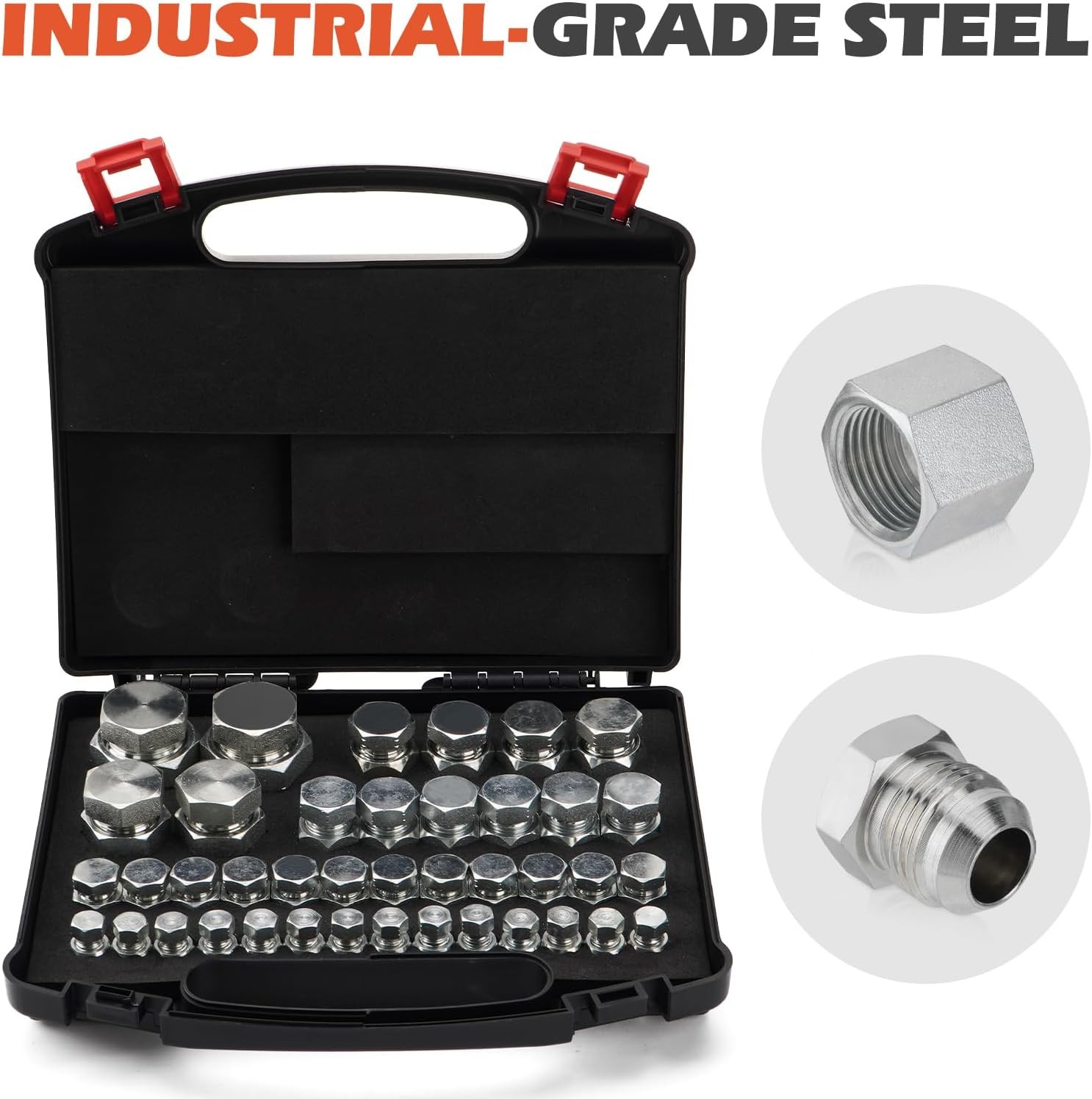80pcs JIC 37° Flare Cap&Plug Hydraulic Hose Tube and Pipe Fitting kit Heavy Duty