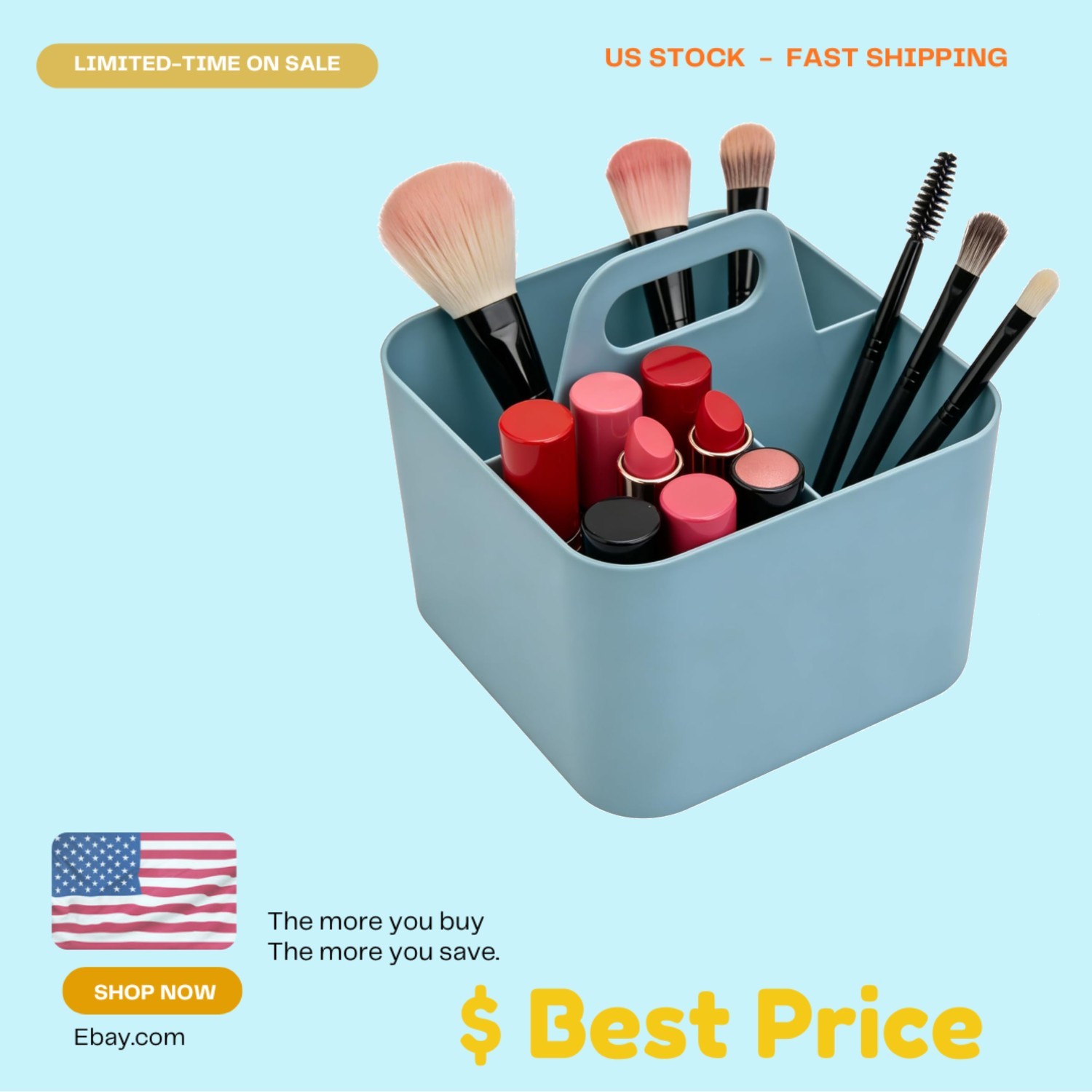 Stackable Desktop Organizer Basket Pencil Holder for Office School Blue