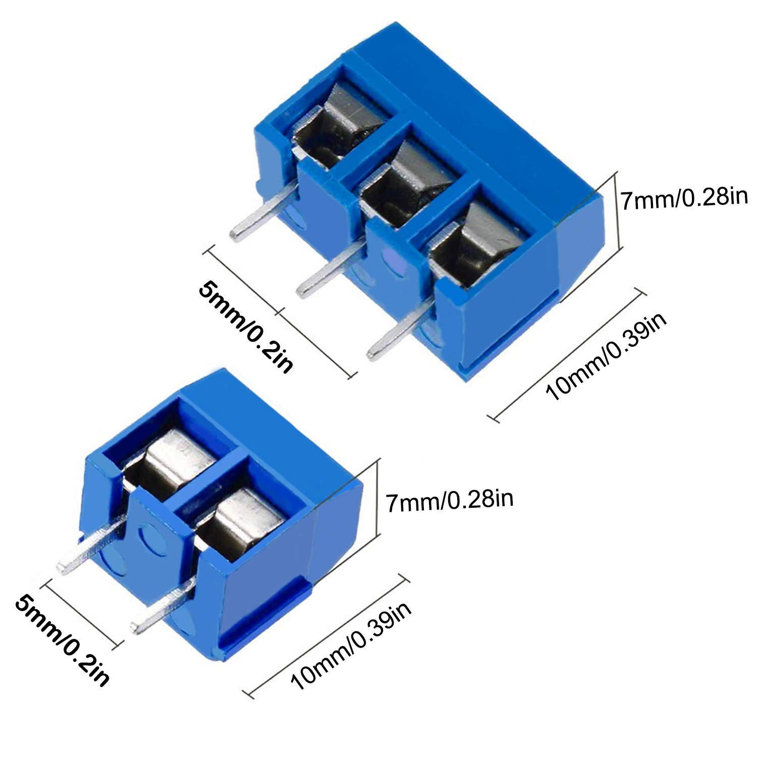 70pcs 2 & 3 Pin 5mm Pitch PCB Mount Screw Terminal Block Connectors Splicable TN
