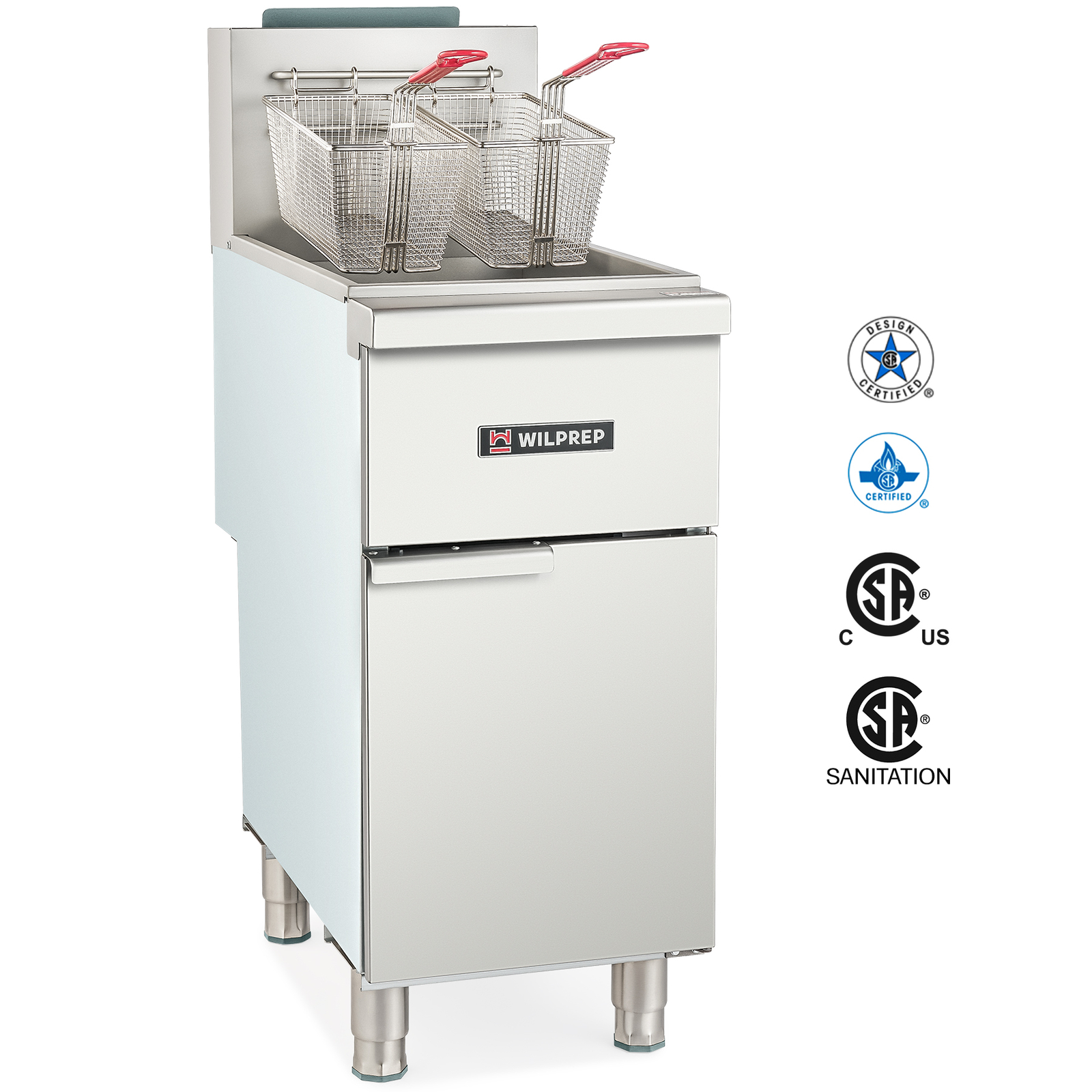 Commercial Floor Gas Deep Fryer Propane 2 Basket 90000 BTU 40lbs 400°F CSA