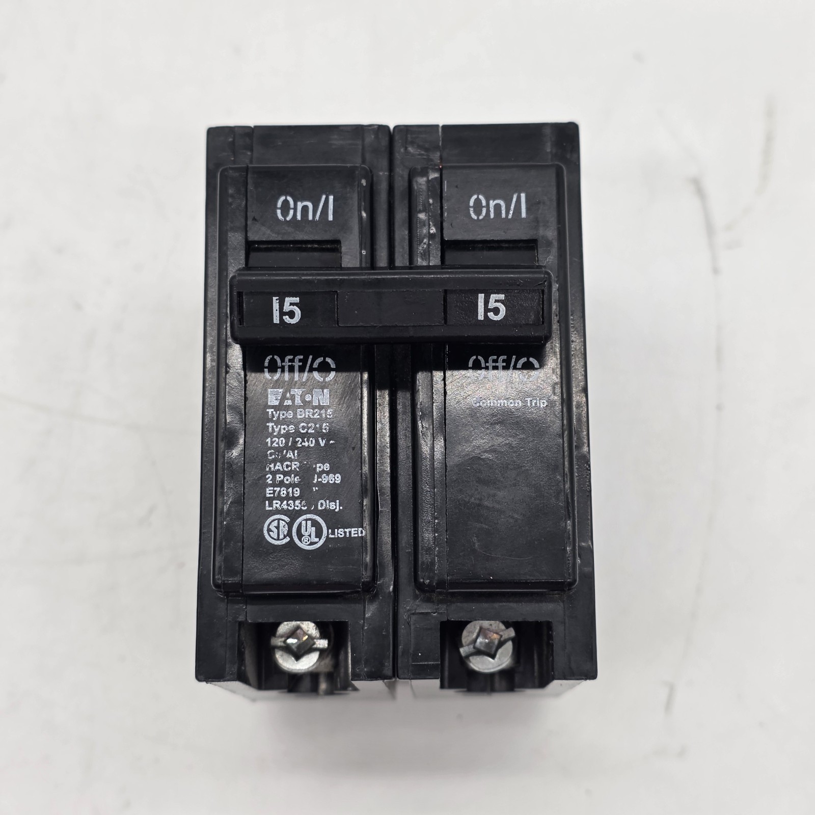 Lot Of 2 Eaton BR215 15 Amp 2 Pole Circuit Breaker Type BR 120/240V Common Trip