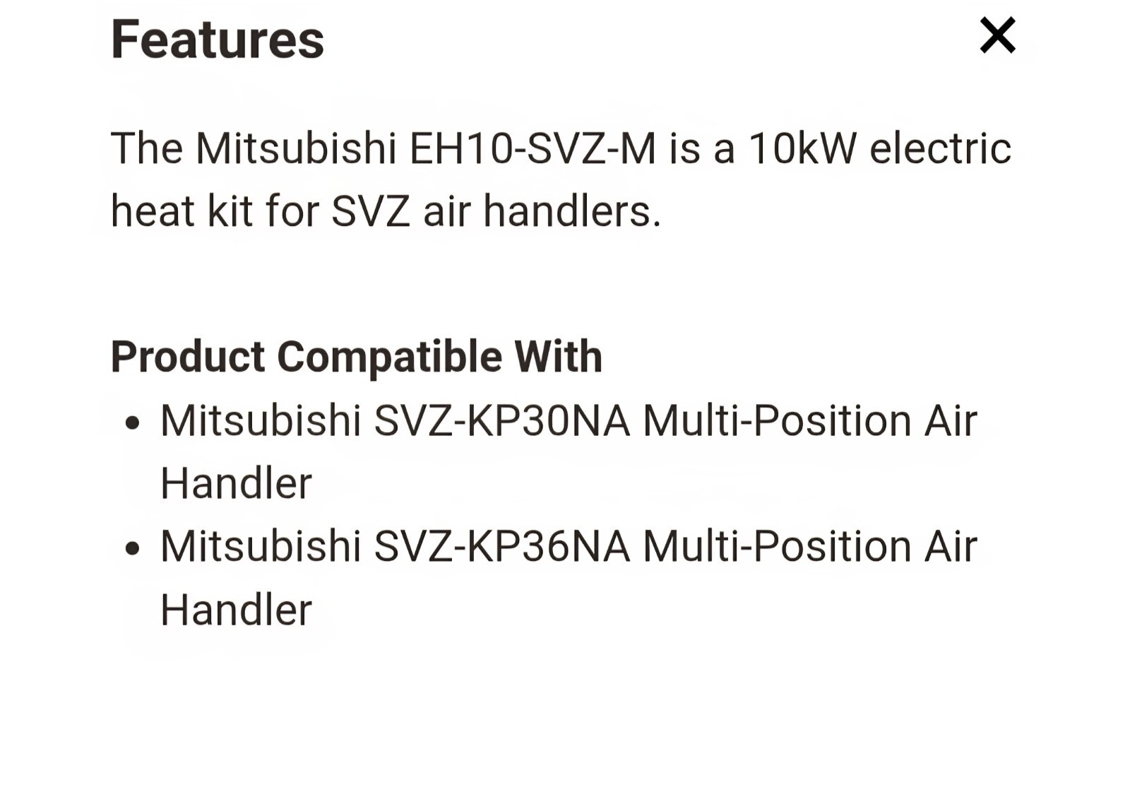 NEW Open Box MITSUBISHI 10KW HEAT KIT EH10.SVH.M Electric Heater Heating Module
