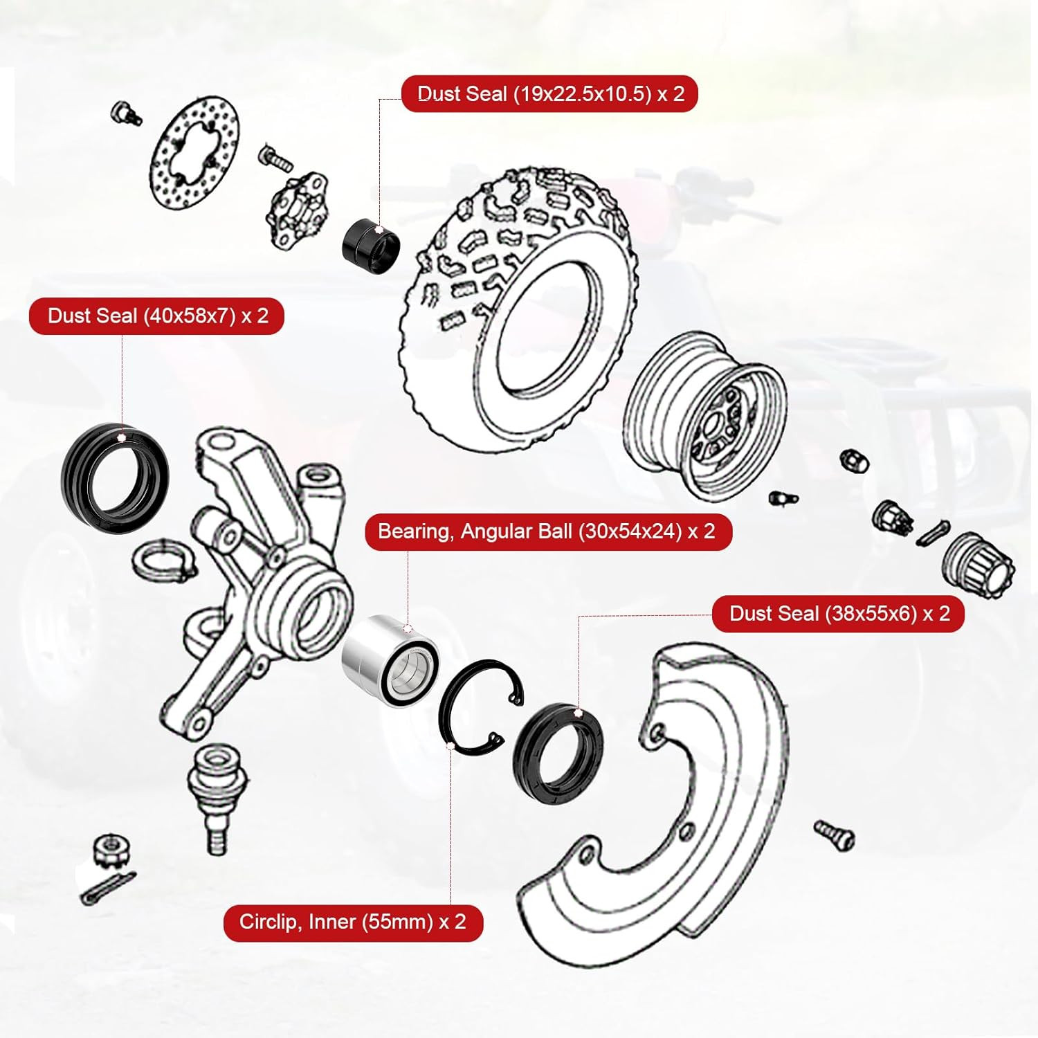 Wheel Bearings Seals Front for Honda Foreman 500 400 450 Rincon 650 680 Rubicon