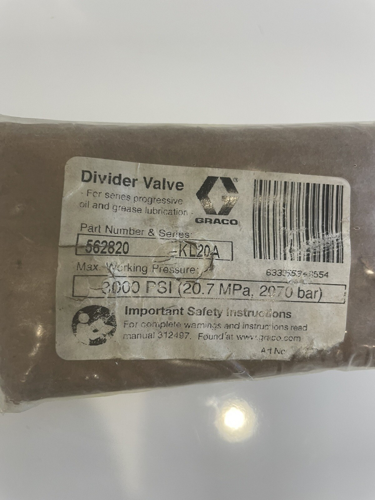 Graco 562820 Trabon MXP-50S Valve Assy 1 Piece NEW! FREE SHIPPING!!