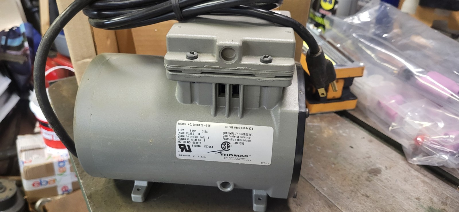 NEW Open Box Thomas Industries 607CA22-59E Air Compressor/Vacuum Pump 115V NOS