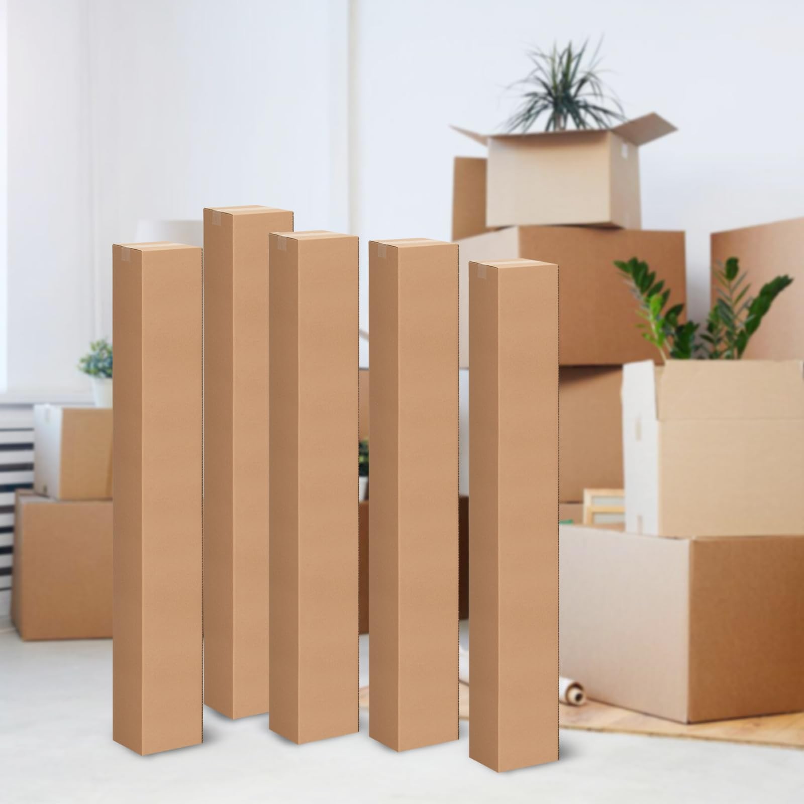 5 Pack 4x4x36 Inch Tall Corrugated Cardboard Boxes, 4″L x 4″W x 36″H Shipping…