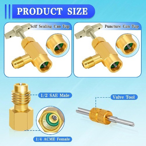 Can Tap, Self Sealing & Puncture Style Can Taps, AC Freon Can Tap Kit, with Tank