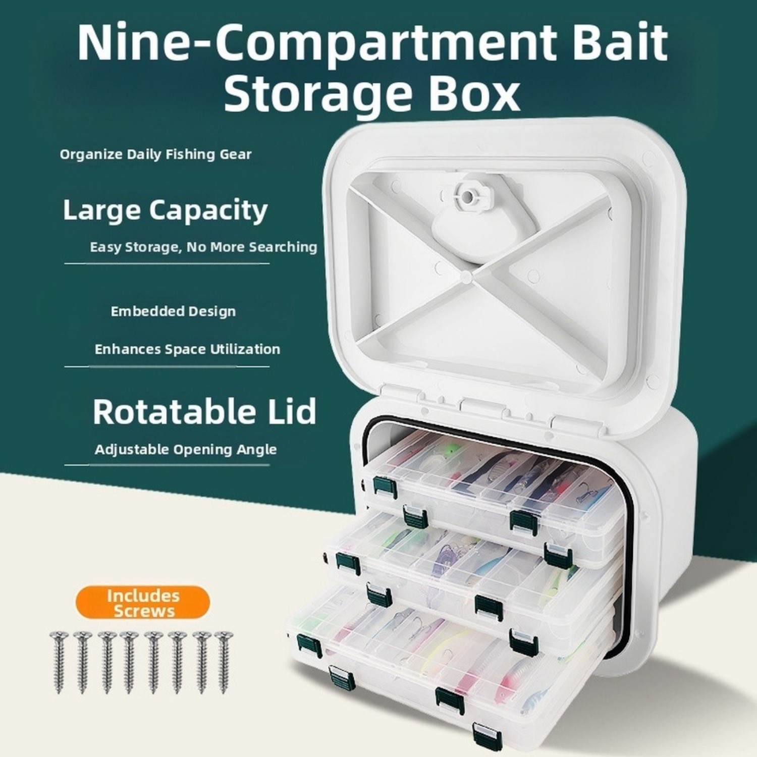 Marine Boat Storage Box Embedded Console Organization Box for Bait Fishing Gear