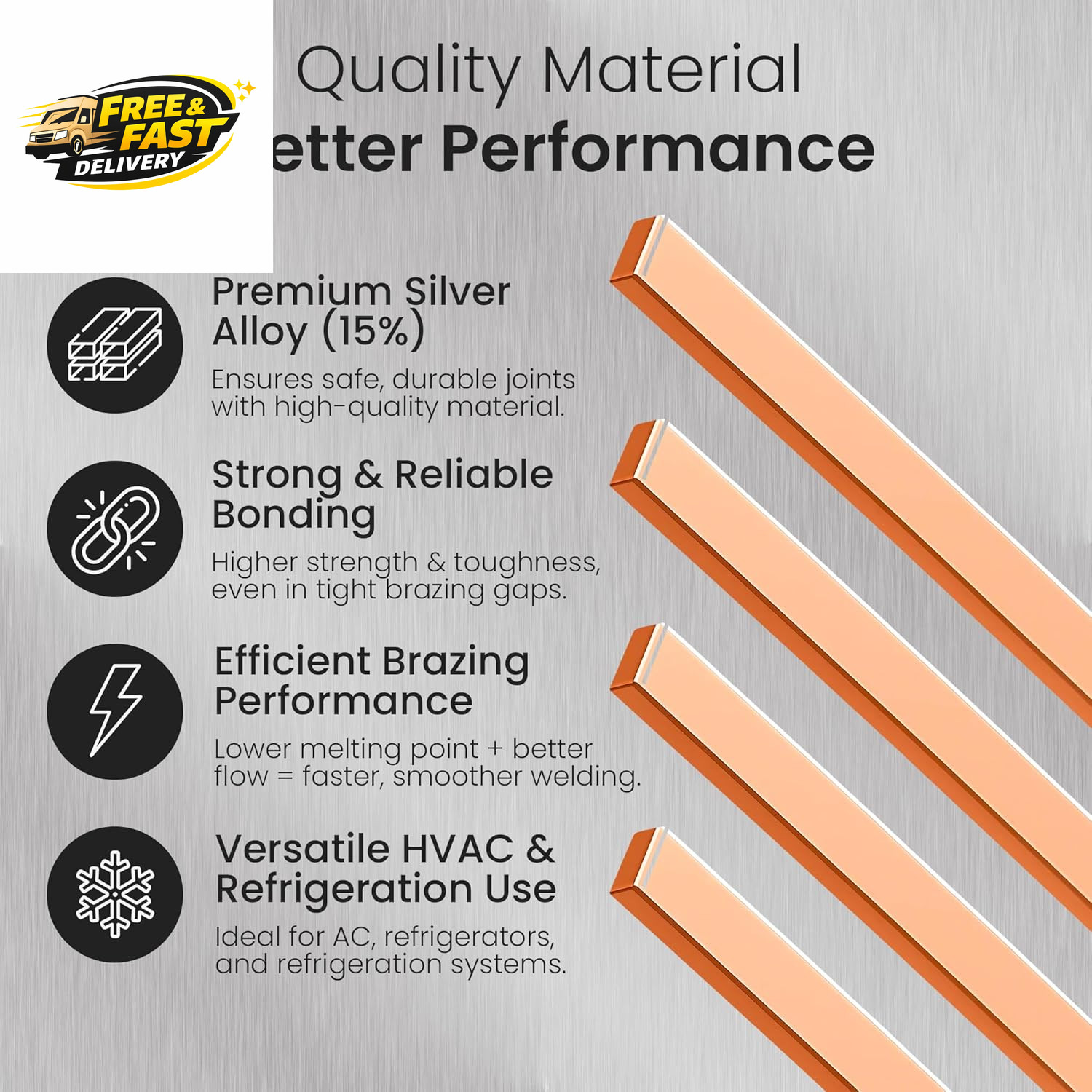 42 Pcs Brazing Rods AWS Bcup-5 15% Silver Solder Phos Copper Brazing Alloy Flat
