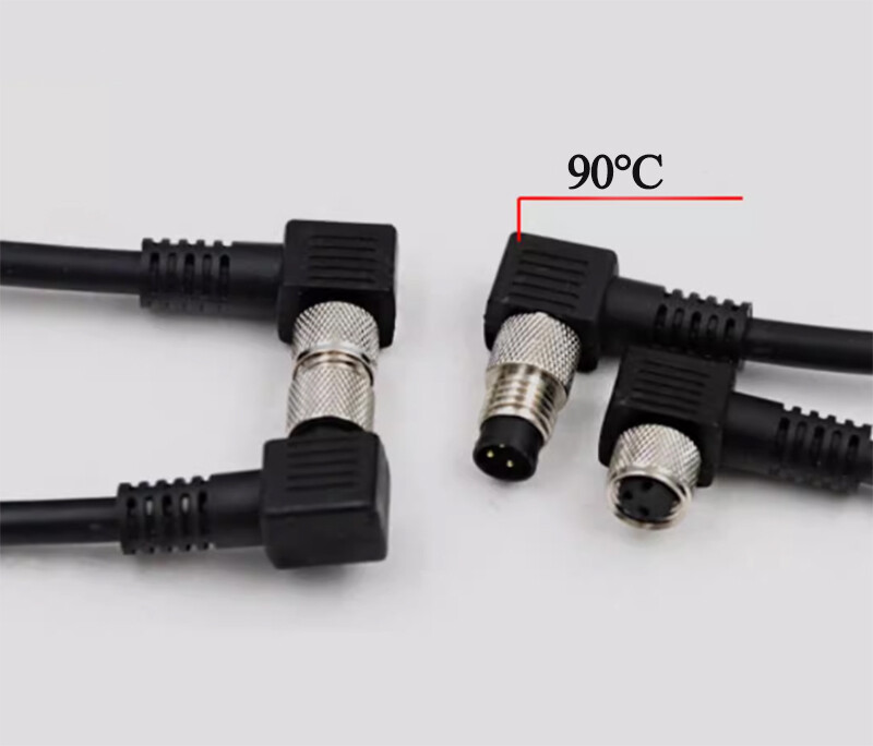 M8 Waterproof Connector Cable Straight/Elbow Konektor With Kabel 2m Male/Female