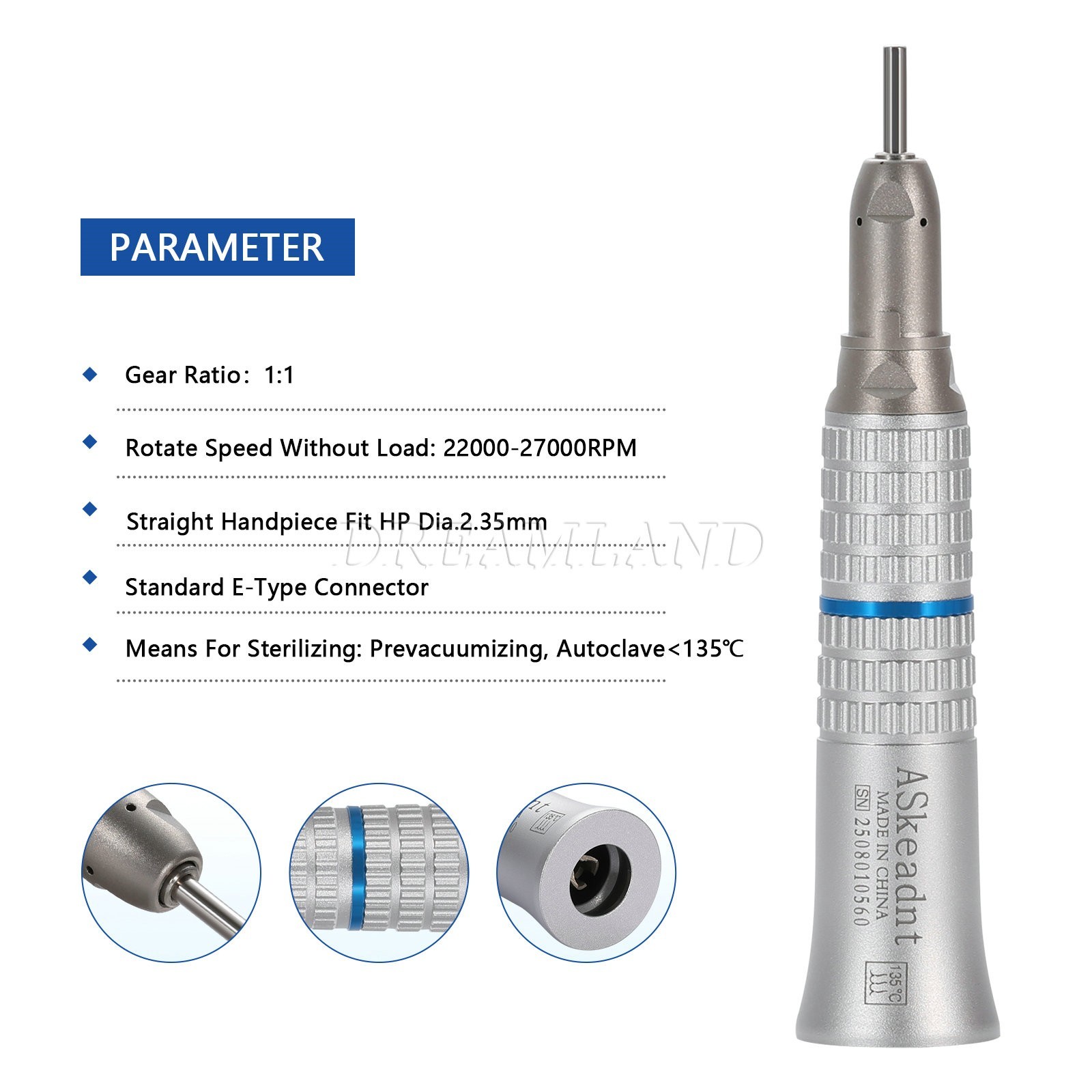 NSK Style Dental Slow Low Speed straight Handpiece Latch type E-Type connector