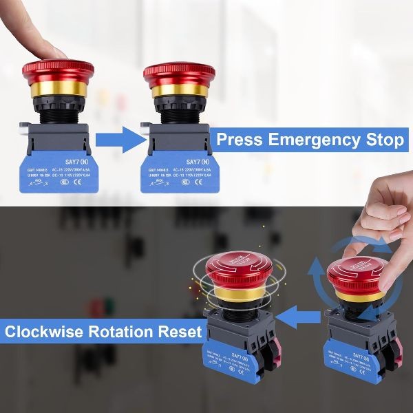 Emergency Stop Button 32A 440V Latching Push Button Switch