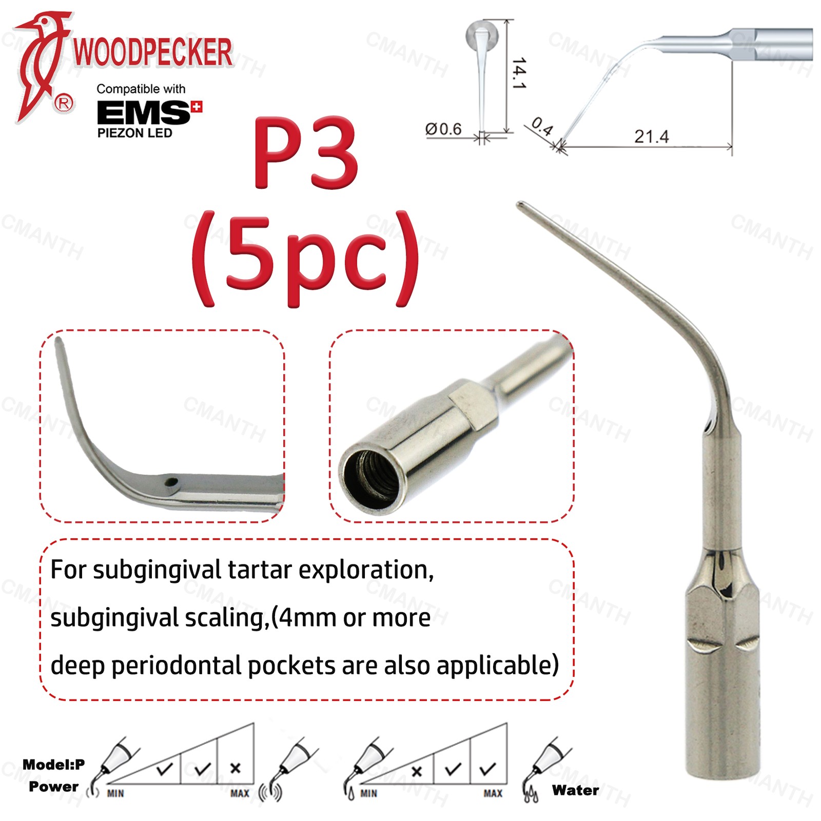 US Woodpecker Dental Ultrasonic Scaling Tips Periodontics Tip Fit EMS UDS Scaler