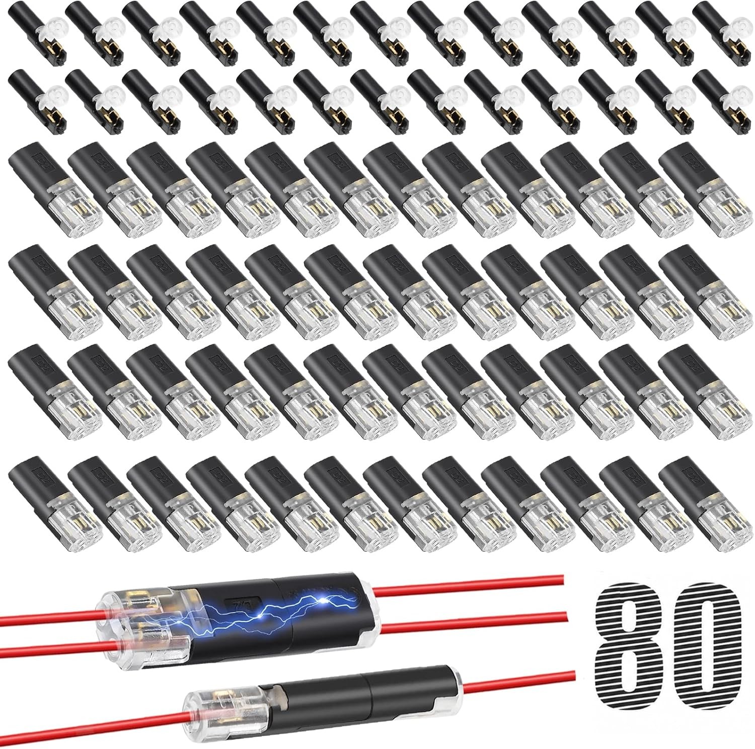 80 PCS Reusable Clamp Terminal Blocks Plug-In Quick Wire Connectors for Cables