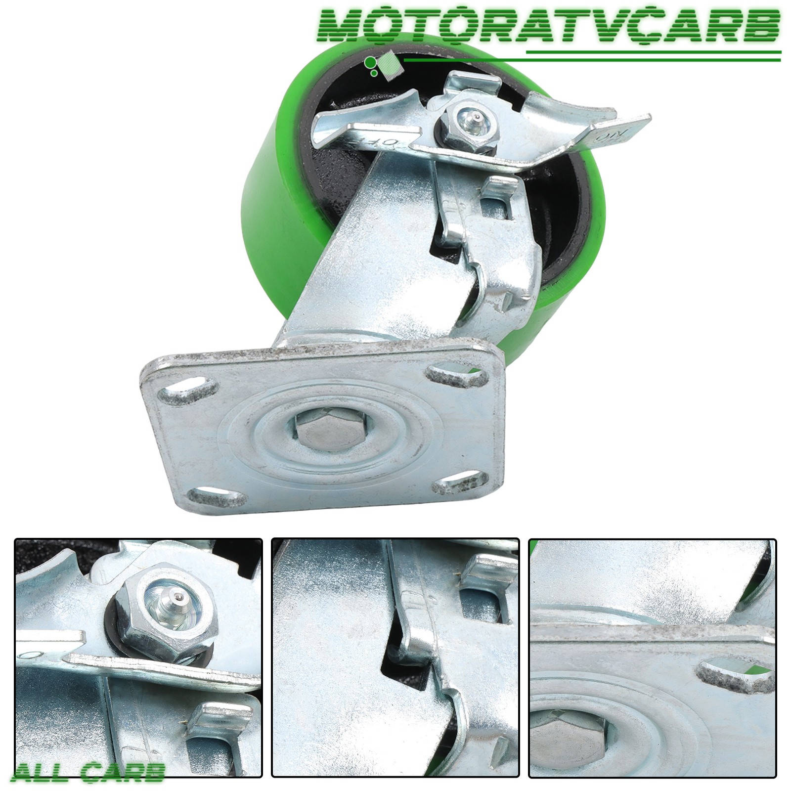 ALL-CARB 5″ Casters Two Straight, Two Side Brakes Heavy Duty Capacity to 4000 lb