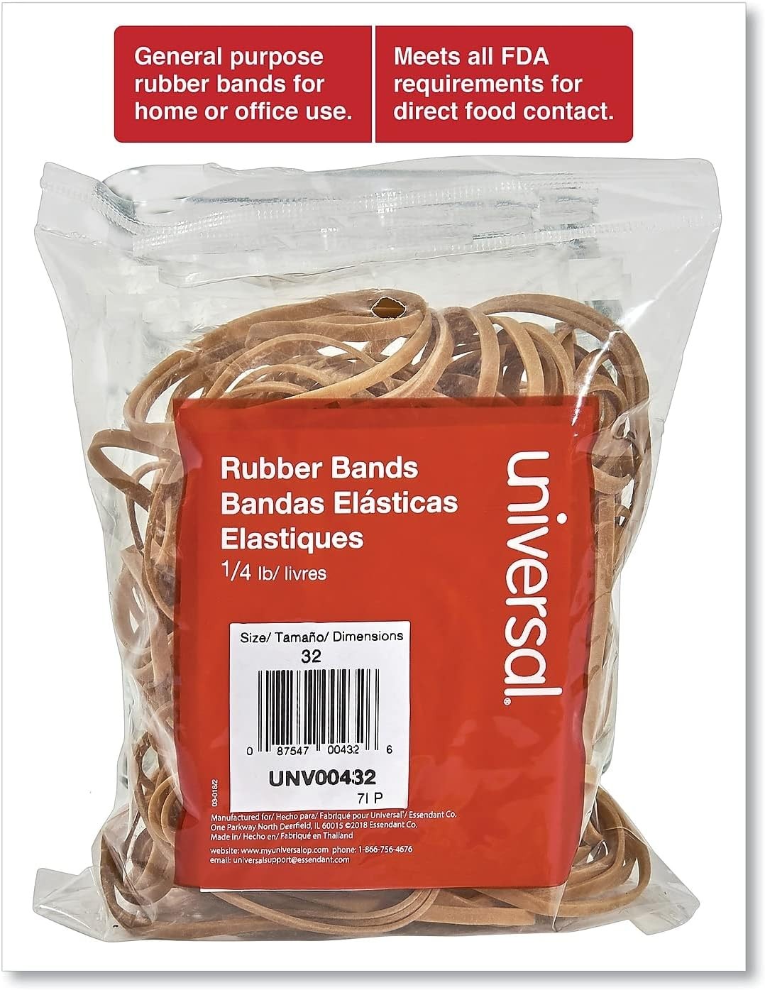 Universal Rubber Bands, Size 32, 3″ x 1/8″, 205 Pack (432)