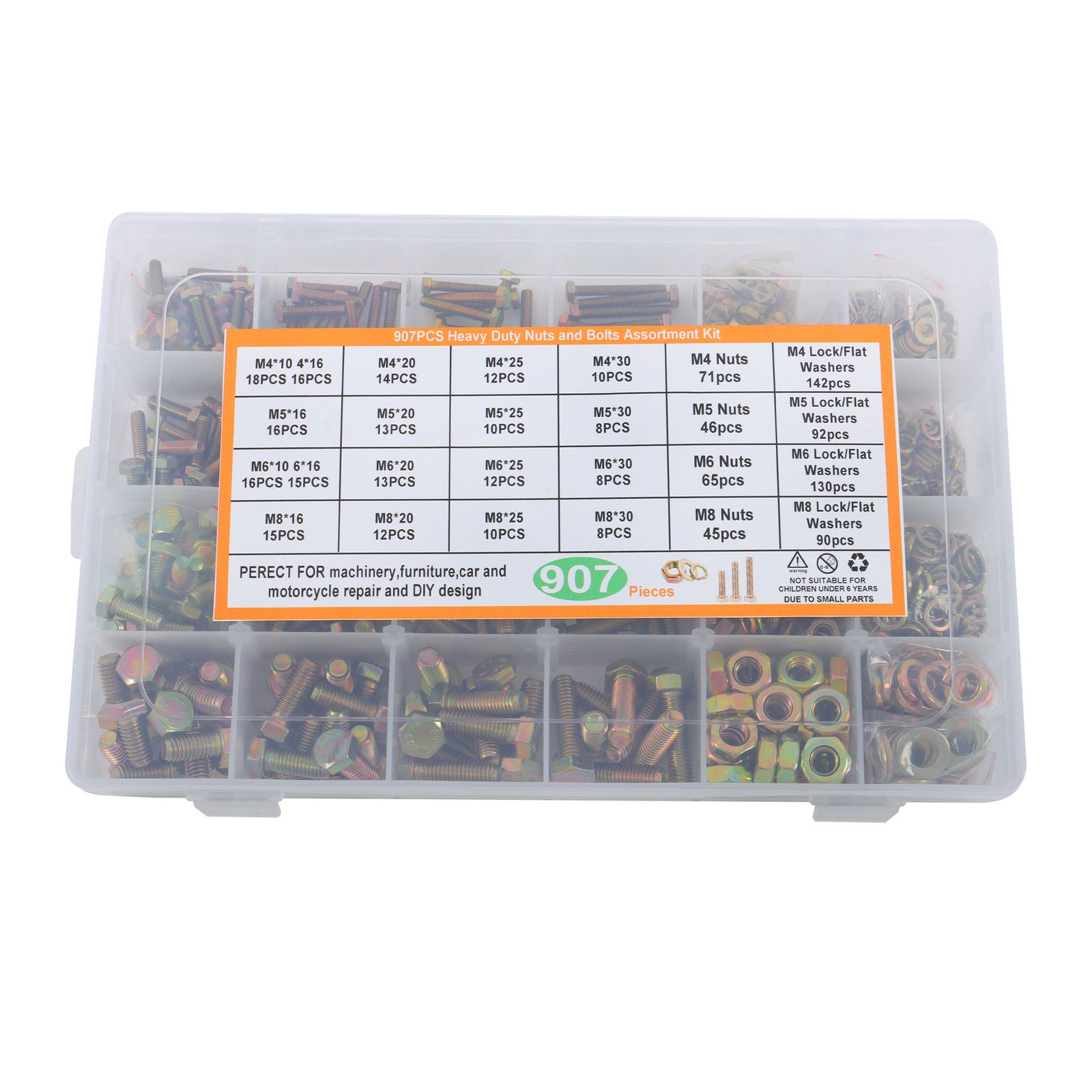 907* GRADE 8.8 METRIC BOLT ASSORTMENT M8 M6 M4 M5 HEAVY DUTY BOLTS AND NUTS KIT