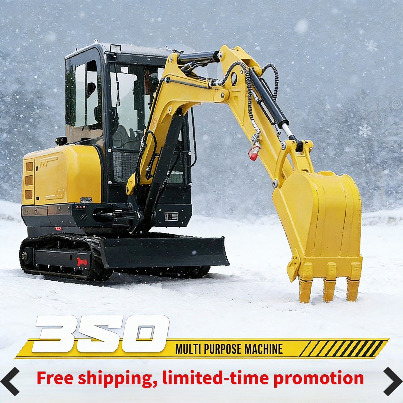 3.5 Ton Mini Excavator With Enclosed Cab & Side Swing Arm, Heavy Duty Hydraulic