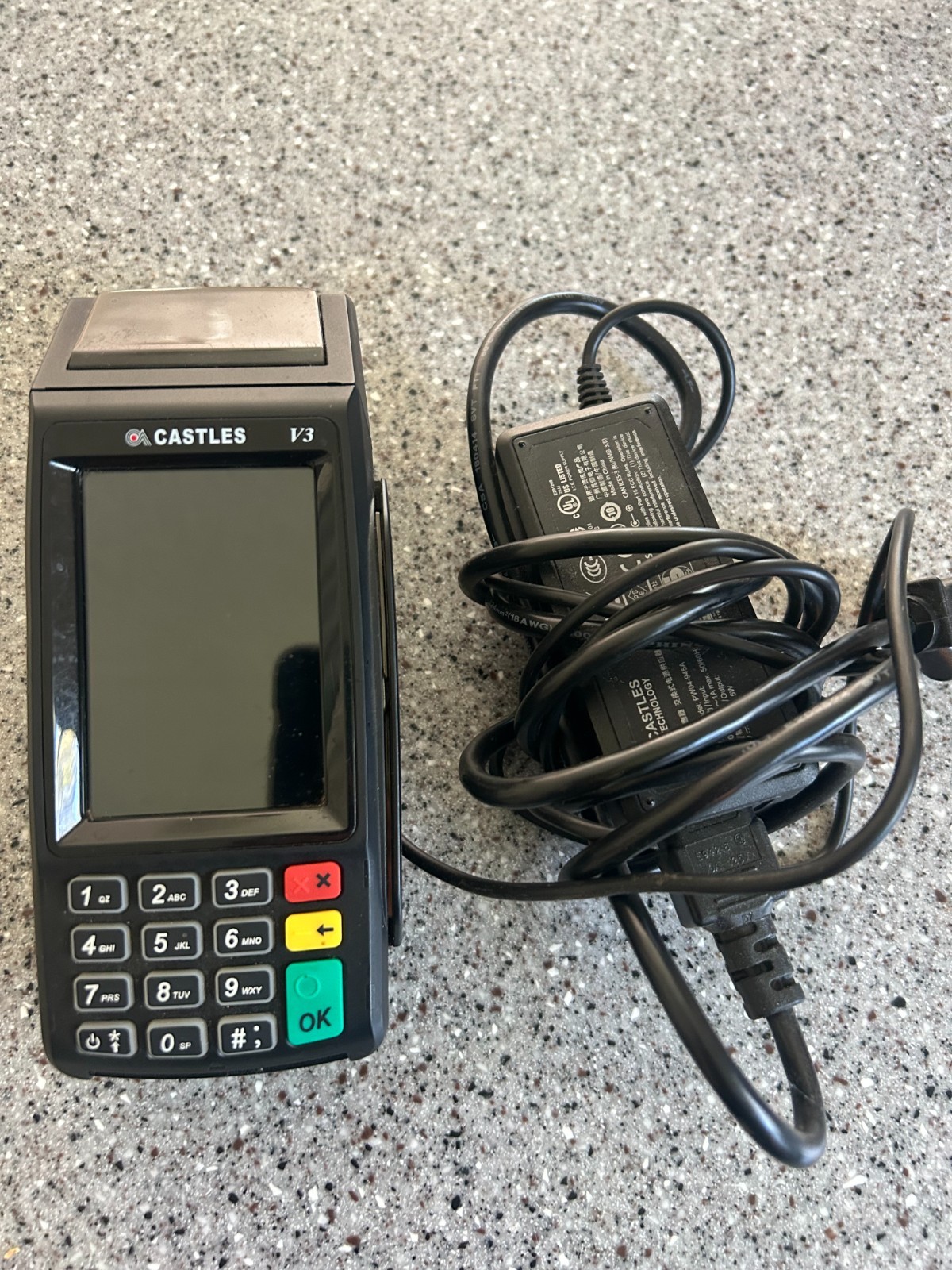 CASTLES V3 Vega3000 Credit Card Processing Terminal with Power Cord – WORKS!