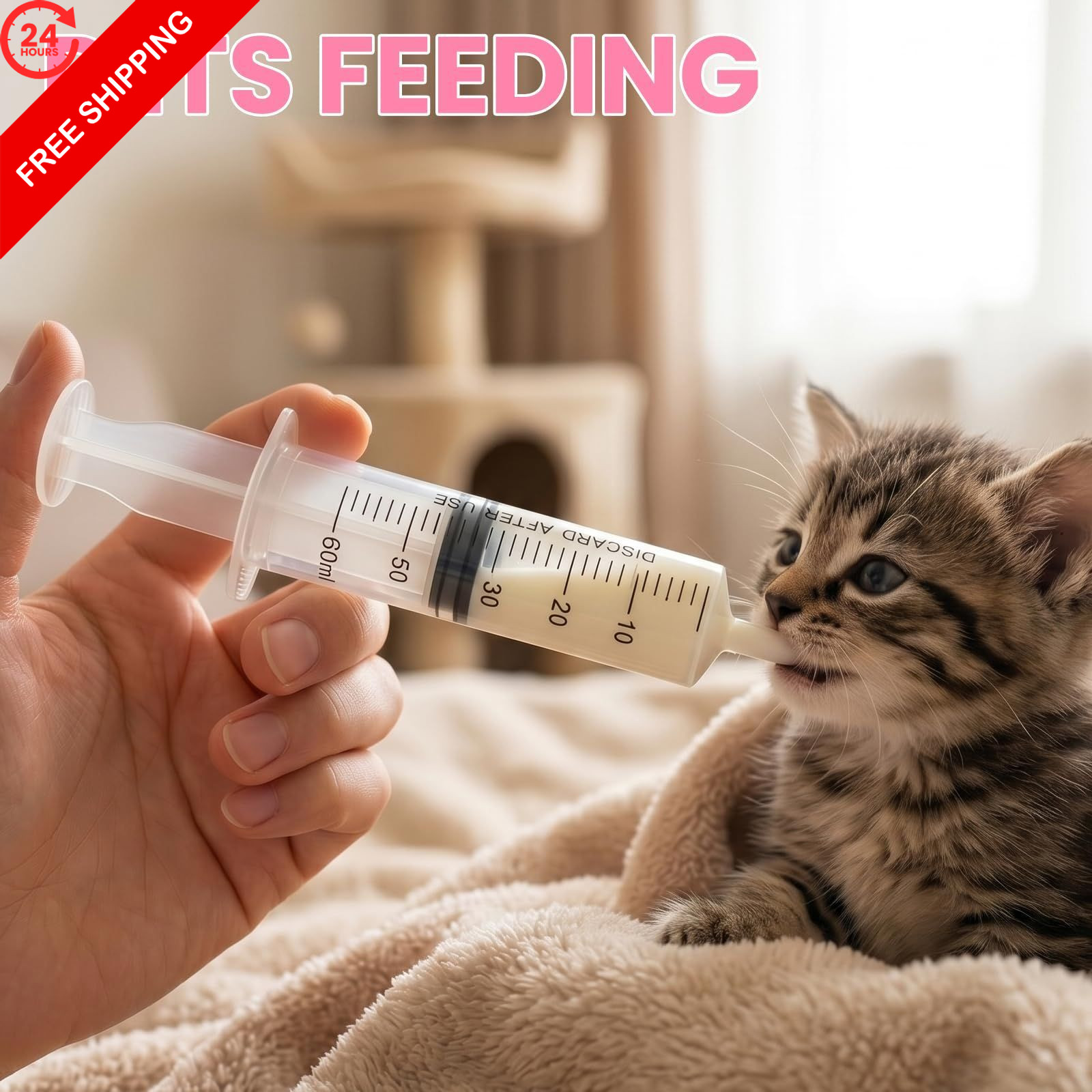 18 PCS 60ml Oral Syringe With Cap, Plastic 60 milliliters, transparent