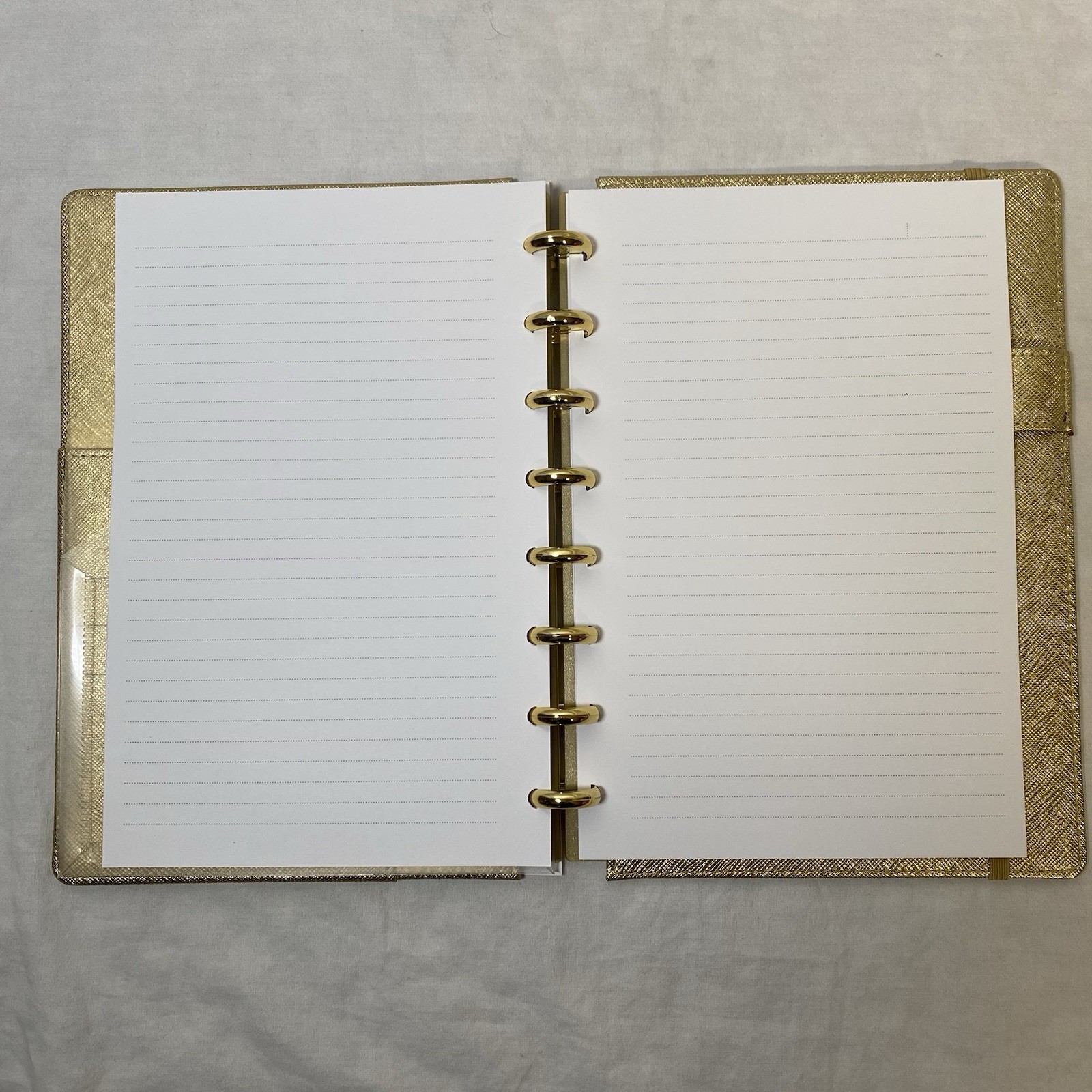 Martha Stewart Linen Junior Discbound Notebook MS102E 6.5X9 Faux Leather Gold
