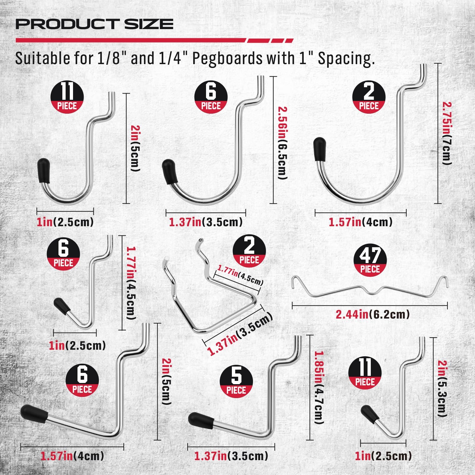 Ultimate 121-Piece Pegboard Hooks Set, Accessories with Metal Black
