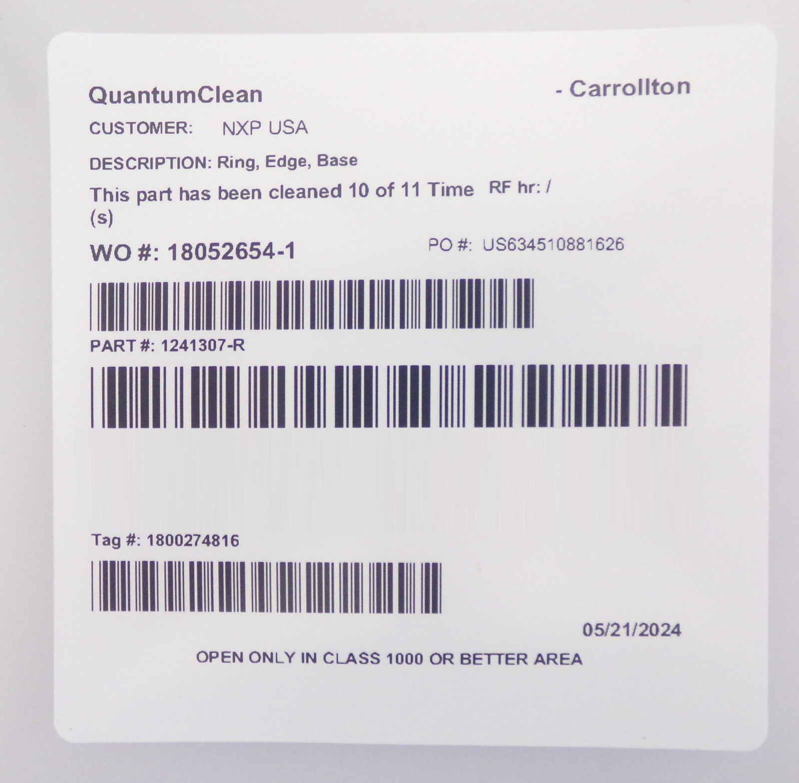Lam Research 1305630 Quartz Wet Clean Kit TCP 9400 DFM 716-331157-022 Spare