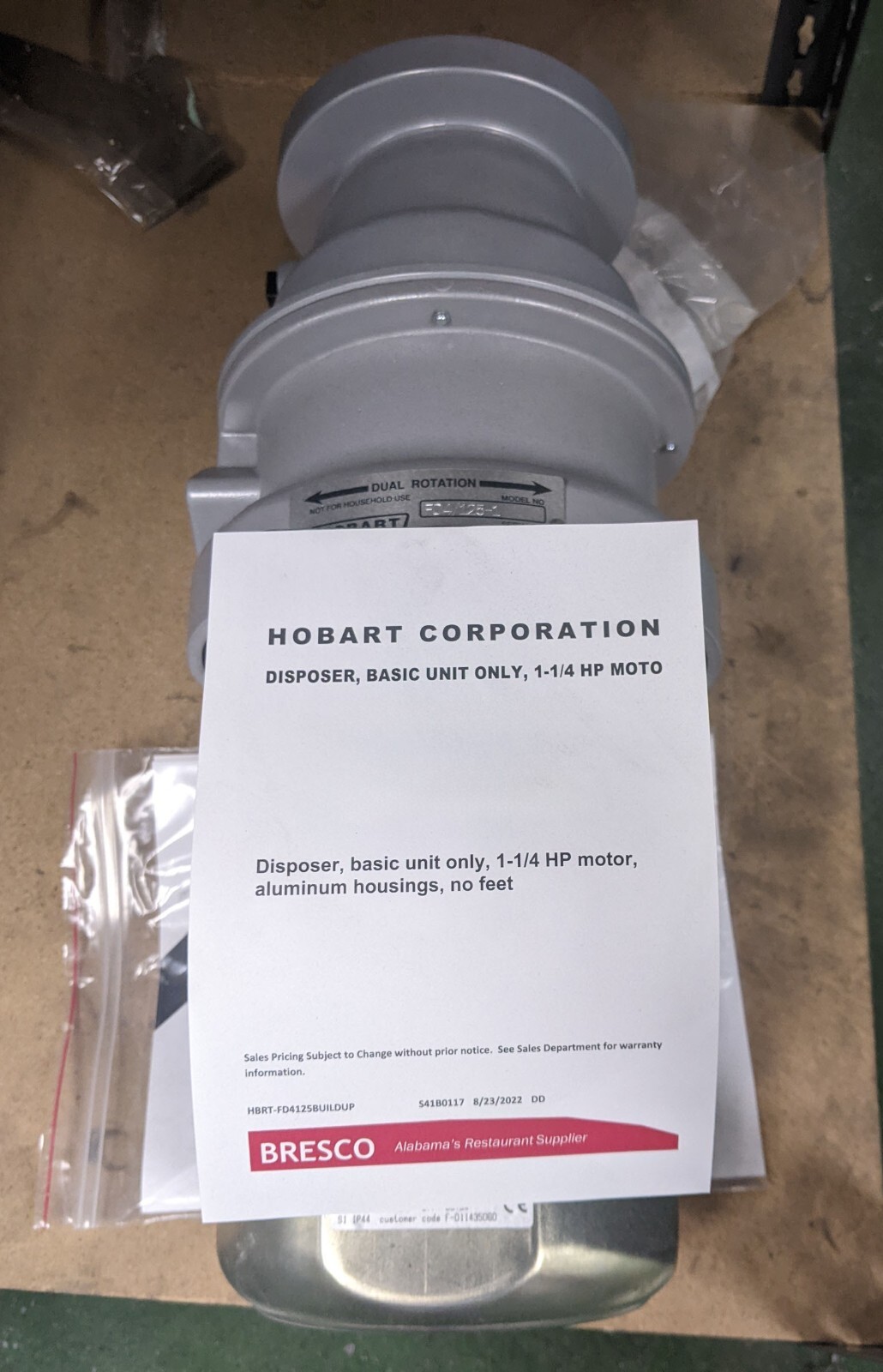 Hobart FD4/125+BUILDUP Disposer, Basic Unit Only
