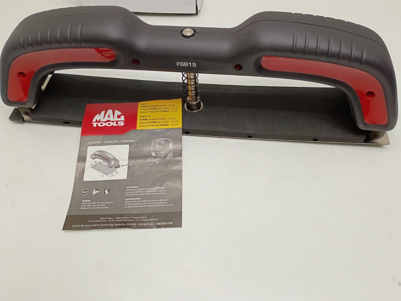 MAC Tools FSB15 15-3/4 Flexible Sanding Block Vacuum Dust Extraction New
