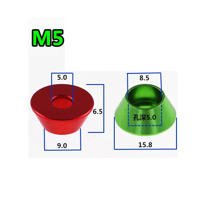 M3-M8 Colors Aluminum Alloy Cone Cup Head Washers Gasket Fit for Bolts & Screws
