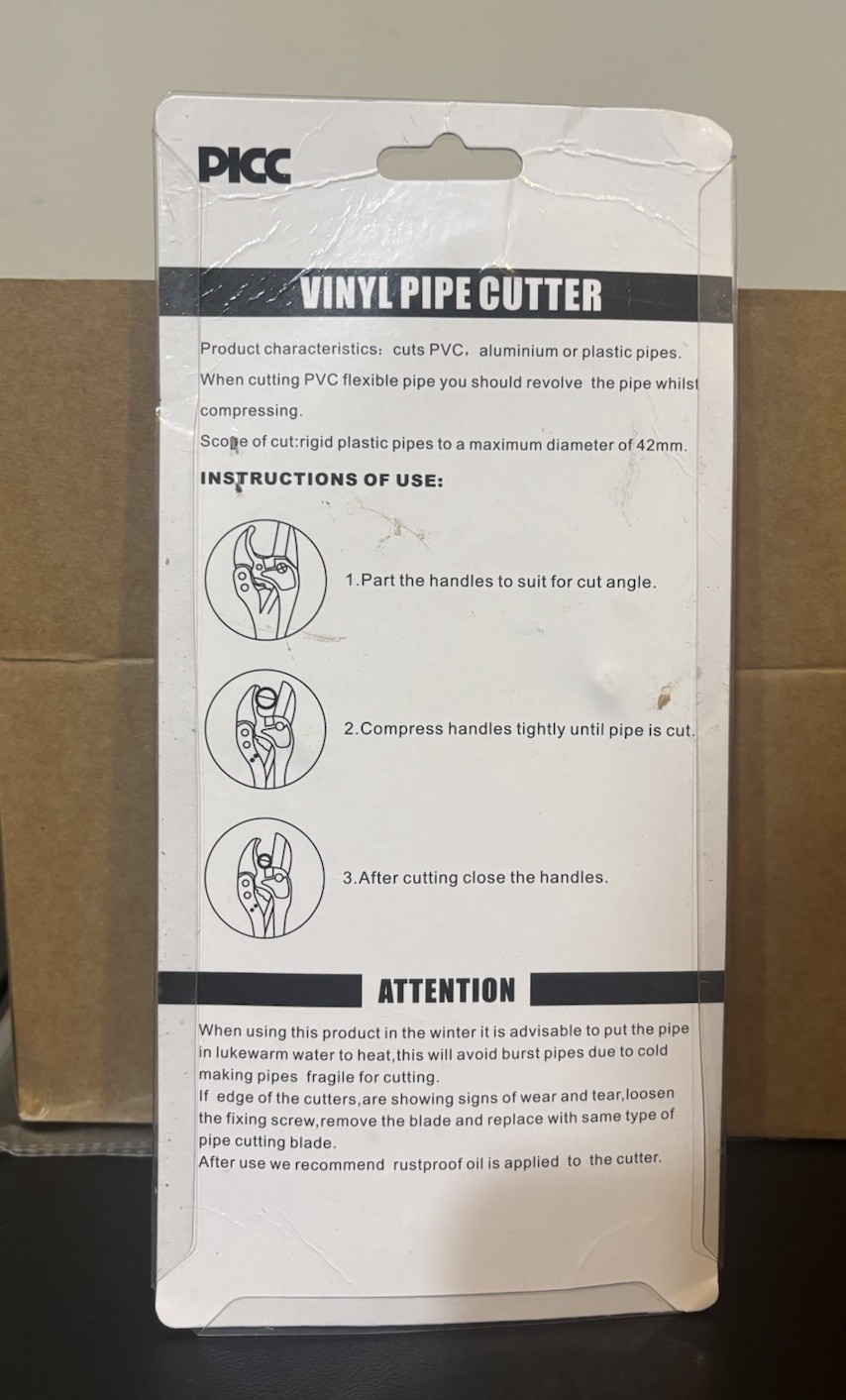 PC-301L High Quality Vinyl Pipe Cutter PEX PLUMBING, NEW FREE SHIP!
