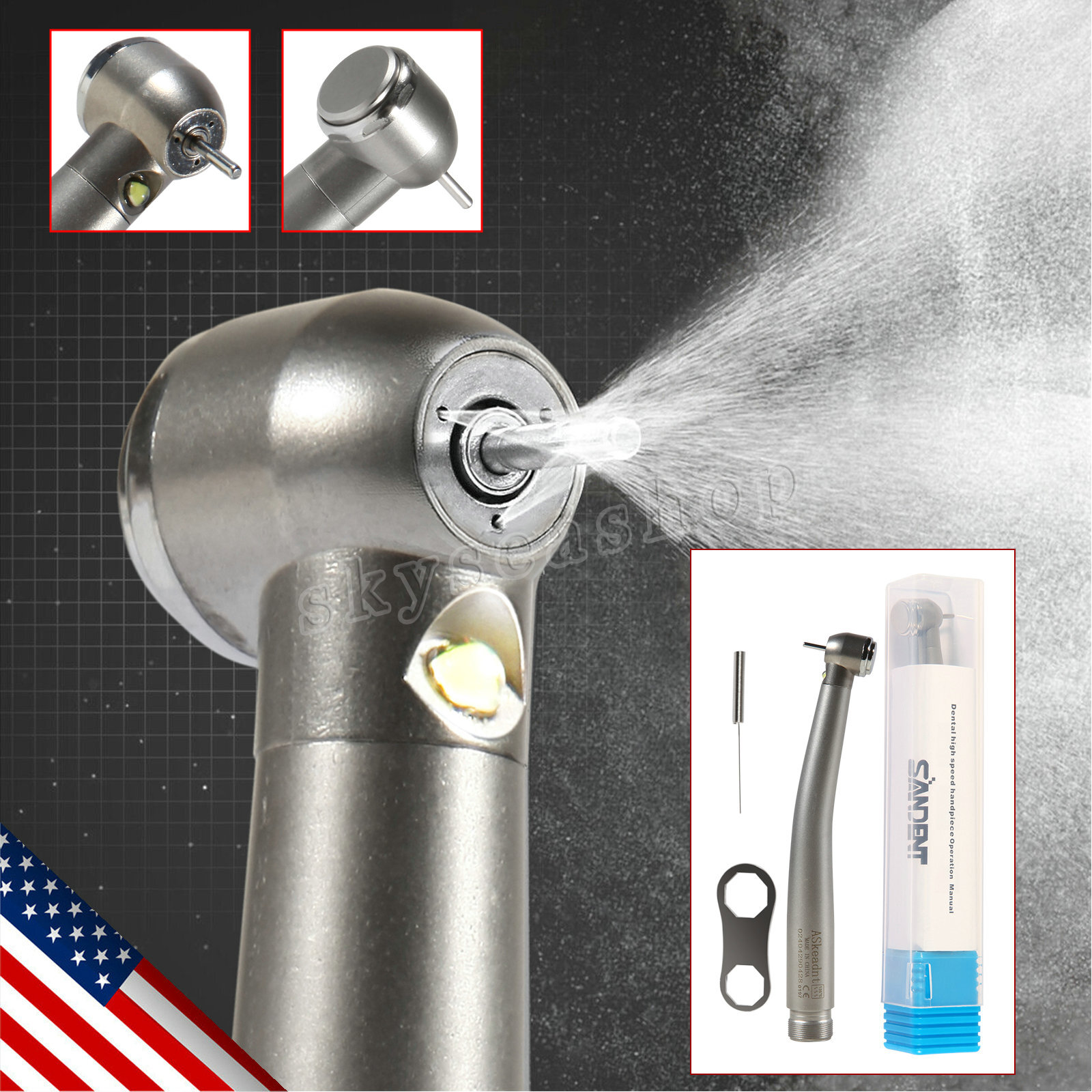 NSK Style Dental Fiber Optic LED E-generator High Speed Handpiece Turbine 2 HOLE