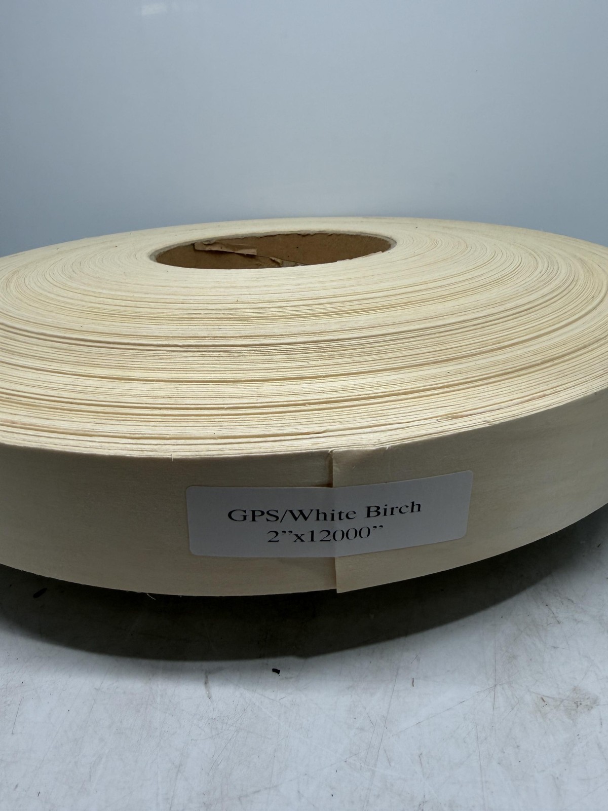 New Roll of GPS / White Birch Veneer Edging 2″ x 12000″ 1/64″ thick .02″ & .5mm