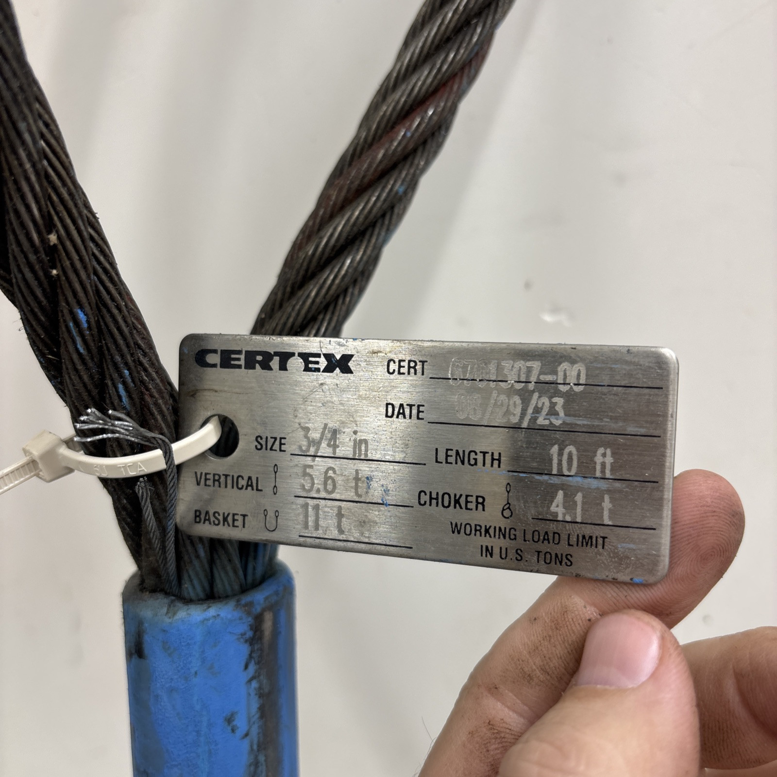 Certex LIFT-ALL Wire Rope Sling,10 ft L,11200 lb Load Cap.. 3/4” Rope