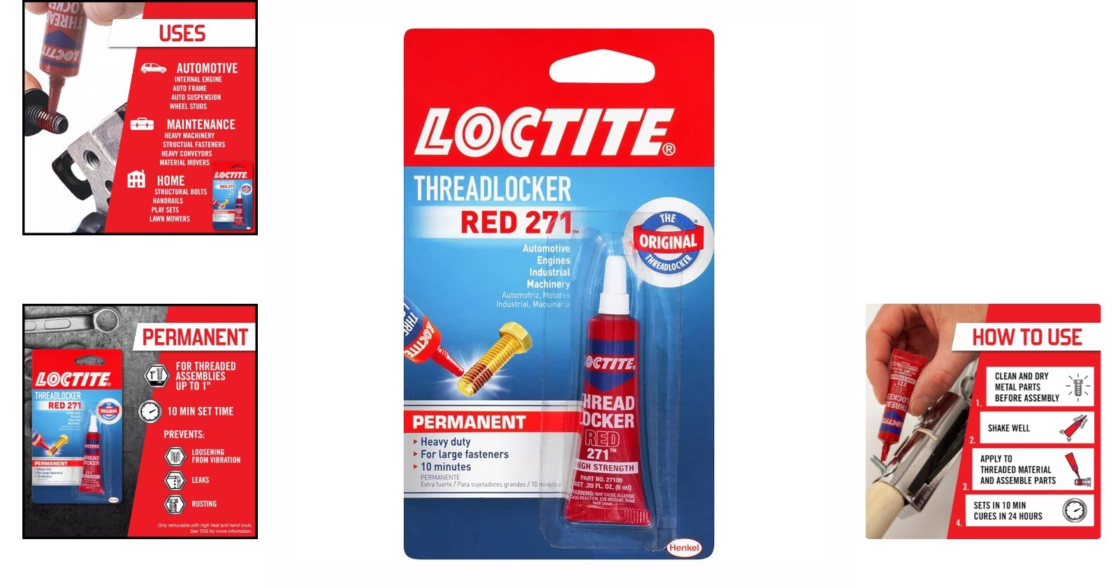 6 ml Threadlocker Red 271 – Strong Adhesive for Nuts and Bolts, Prevents Rusting