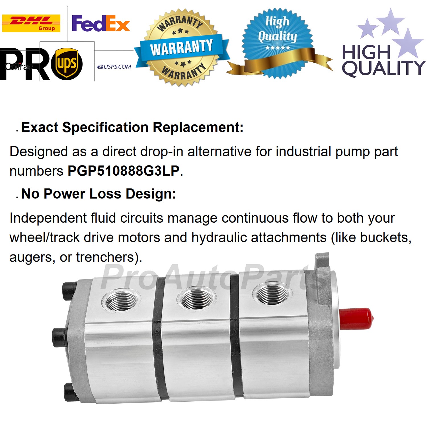 3-Section Hydraulic Pump PGP510888G3LP For AGT Skid Steer Loaders Gear Pump