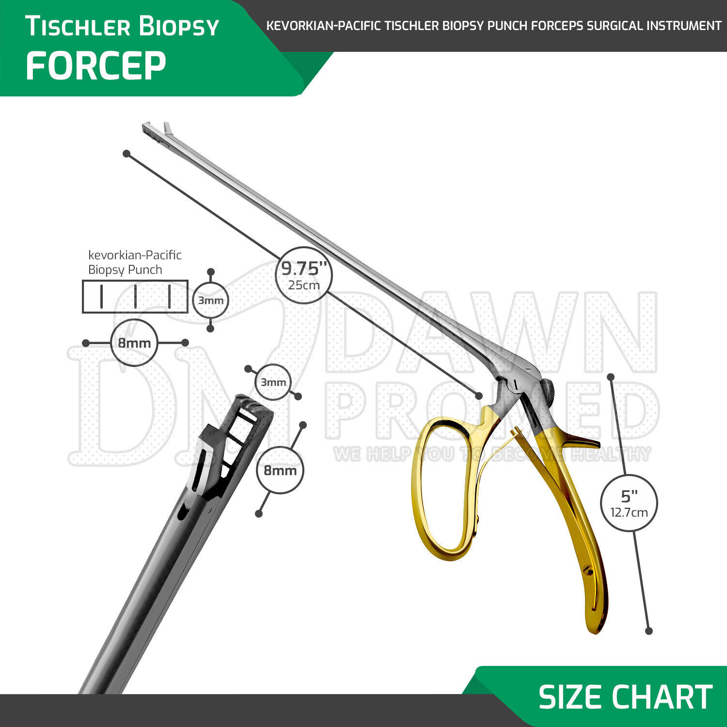 Tischler Kevorkian Pacific Cervical Biopsy Punch 3mm x 8mm Bite 25cm Long OB-GYN